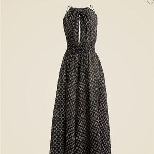 J. Crew Black and White Printed Halter Maxi Dress